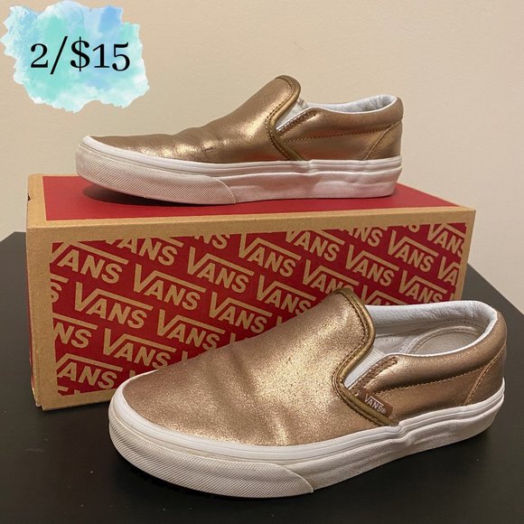 Vans Shoes - Metallic Bronze Slip On Vans